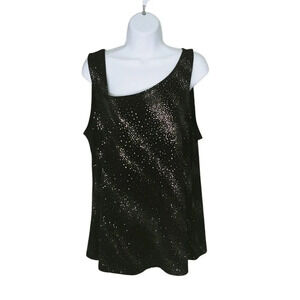 Laura Asymmetric Neckline  Black Glittery Dots on the diagonal XL